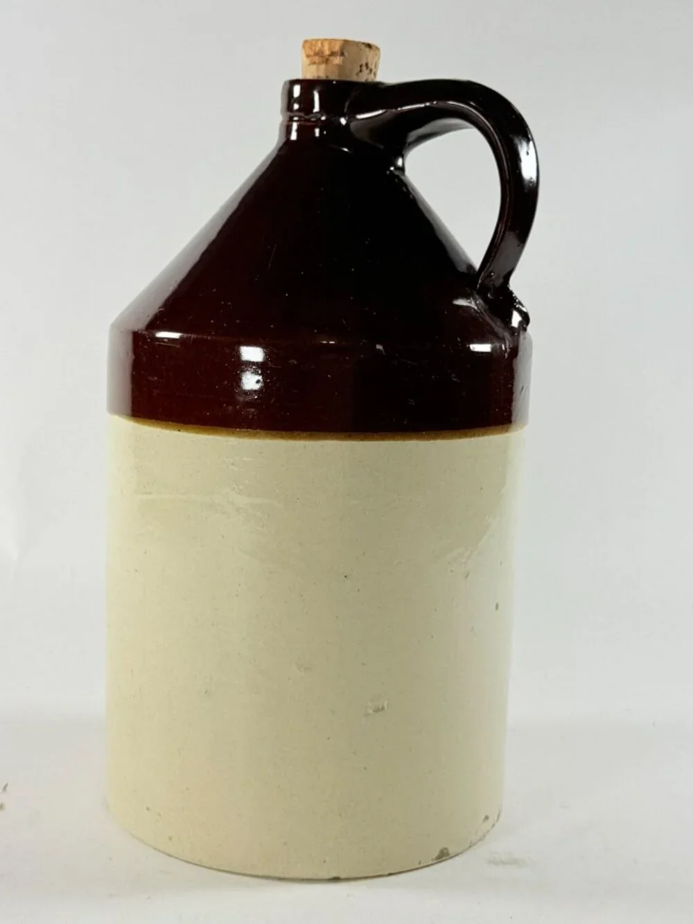 Vintage R.C.P. Co Akron Ohio Stoneware Whiskey Jug Two Tone Brown Crock